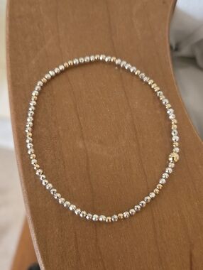 Enewton Hope Bright Silver Hematite 2mm Gold and Silver Beaded Stretch Bracelet